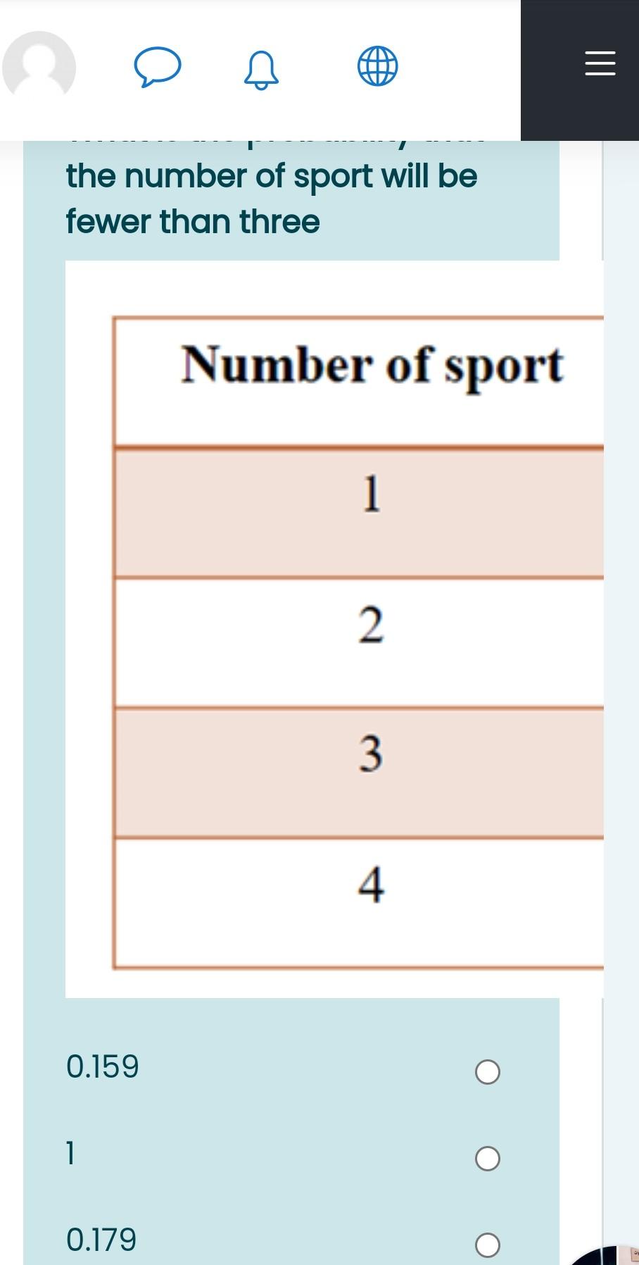 The Number Of Sport Will Be Fewer Than Three Number Of Sport 1 2 3 4 0 159 1 0 179 1
