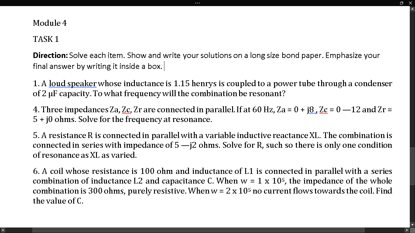 Module 4 Task 1 Direction Solve Each Item Show And Write Your Solutions On A Long Size Bond Paper Emphasize Your Fina 1