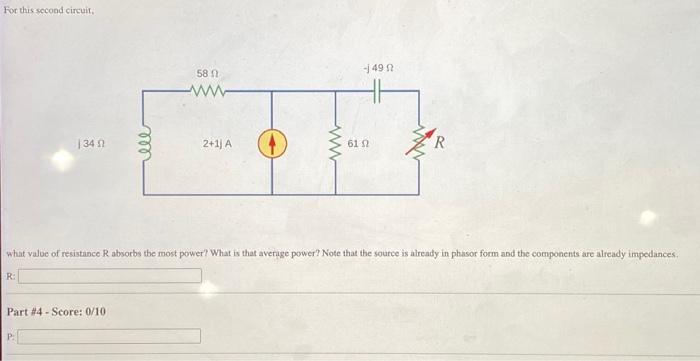 For This Second Circuit Ele 58 N Ww Ww 49 F 1340 2 1 A R What Value Of Resistance R Absorbs The Most Power What Is T 1