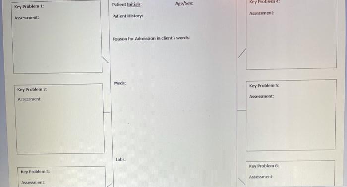 Ace Sex Patient Initials Key Problem 1 Key Problem Assessment Assessment Patient History Reason For Admission In C 1