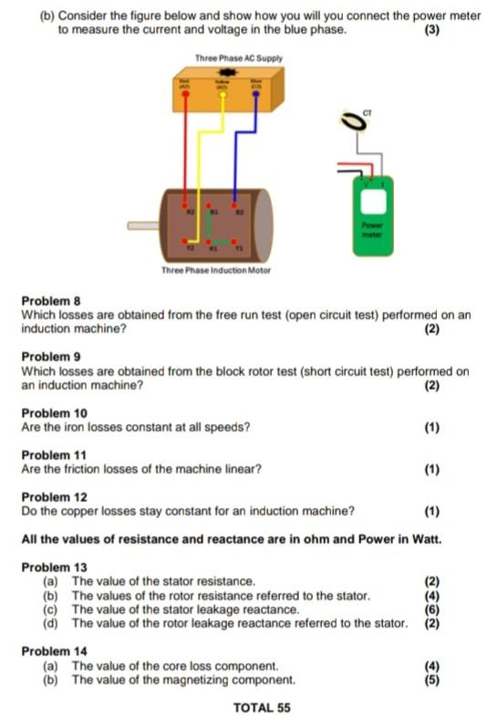 Problem 6 Consider Figure Below And A Connect The Motor In Star And B Then Connect The Motor To The Ac Supply 6 T 2