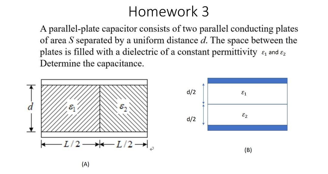 Homework 3 A Parallel Plate Capacitor Consists Of Two Parallel Conducting Plates Of Area S Separated By A Uniform Distan 1