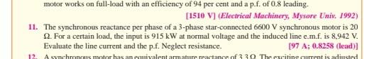 Motor Works On Full Load With An Efficiency Of 94 Per Cent And A P F Of 0 8 Leading 1510 V Electrical Machinery My 1