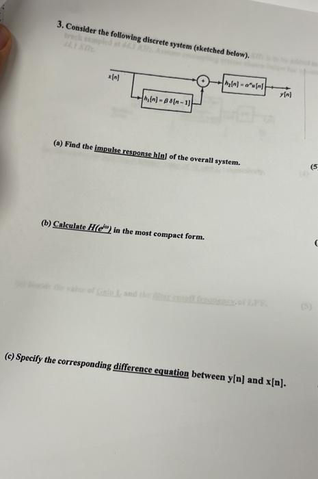3 Consider The Following Discrete System Sketched Below N A N X Hin 88 N 1 A Find The Impulse Response 1