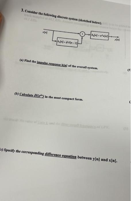 3 Consider The Following Discrete System Sketched Below M N A A N X N Ain 88 N 1 A Find The Impulse Respo 1