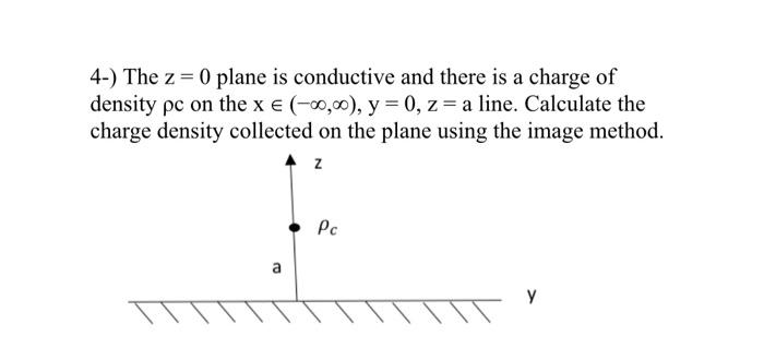 4 The Z 0 Plane Is Conductive And There Is A Charge Of Density Pc On The X 0 00 Y 0 Z A Line Calculate 1