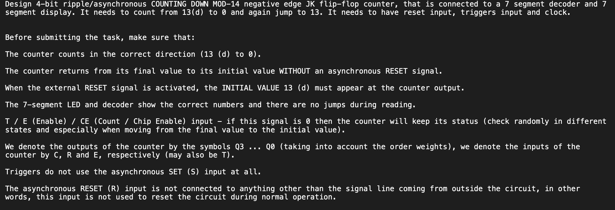 Design 4 Bit Ripple Asynchronous Counting Down Mod 14 Negative Edge Jk Flip Flop Counter That Is Connected To A 7 Segme 1