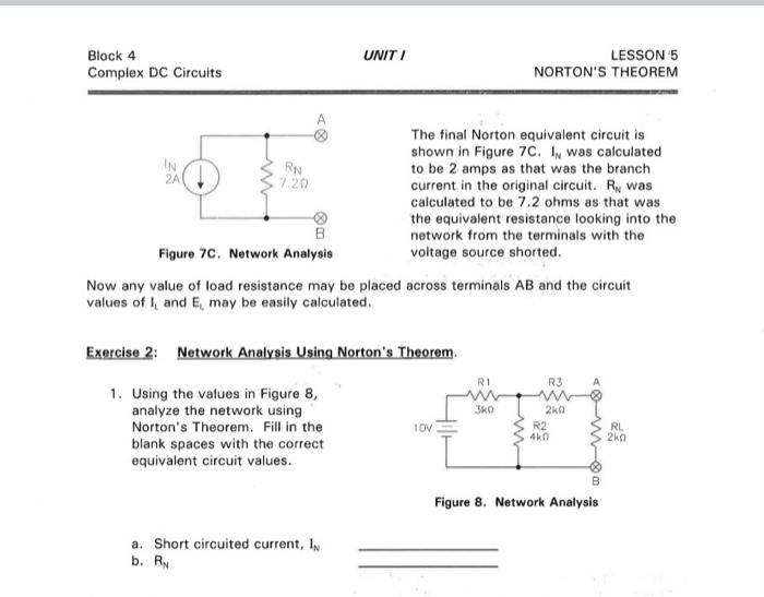 Block 4 Lesson 5 Norton S Theorem Complex Dc Circuits In 2a Rn 7 20 The Final Norton Equivalent Circuit Is Shown In Fig 1