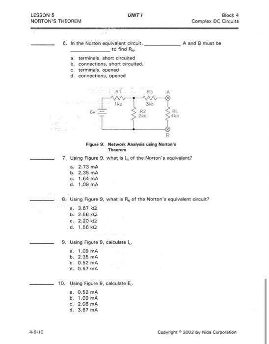 Block 4 Lesson 5 Norton S Theorem Complex Dc Circuits In 2a Rn 7 20 The Final Norton Equivalent Circuit Is Shown In Fig 3