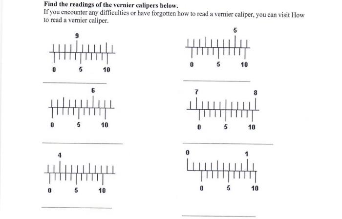 Find The Readings Of The Vernier Calipers Below If You Encounter Any Difficulties Or Have Forgotten How To Read A Verni 1