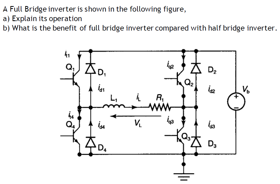 A Full Bridge Inverter Is Shown In The Following Figure A Explain Its Operation B What Is The Benefit Of Full Bridge 1