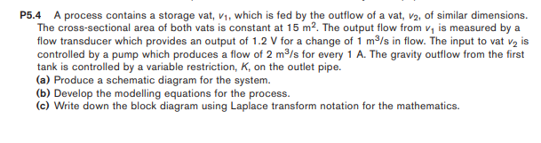 P5 4 A Process Contains A Storage Vat V Which Is Fed By The Outflow Of A Vat V2 Of Similar Dimensions The Cross Se 1