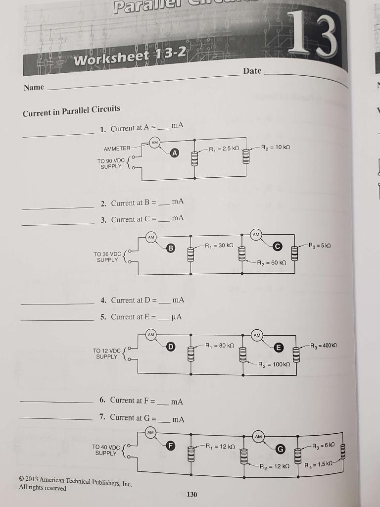 Please Complete The Following Uploaded Worksheet From Electrical Principles And Practices Workbook 4th Edition Isbn 08 1