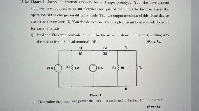 1 A Figure 1 Shows The Internal Circuitry For A Charger Prototype You The Development Engineer Are Required To Do 1
