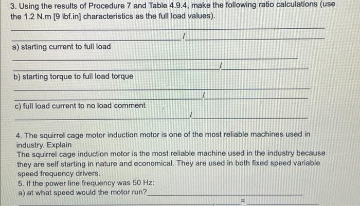 3 Using The Results Of Procedure 7 And Table 4 9 4 Make The Following Ratio Calculations Use The 1 2 N M 9 Lbf In C 1