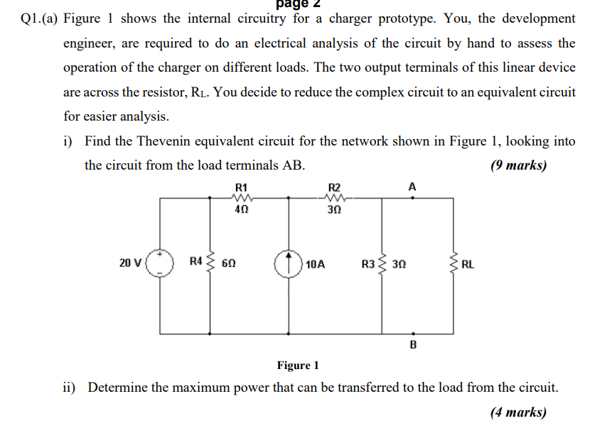 Page 2 Q1 A Figure 1 Shows The Internal Circuitry For A Charger Prototype You The Development Engineer Are Required 1