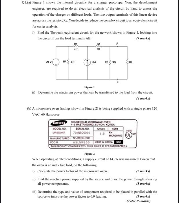 Q1 A Figure 1 Shows The Internal Circuitry For A Charger Prototype You The Development Engineer Are Required To Do 1