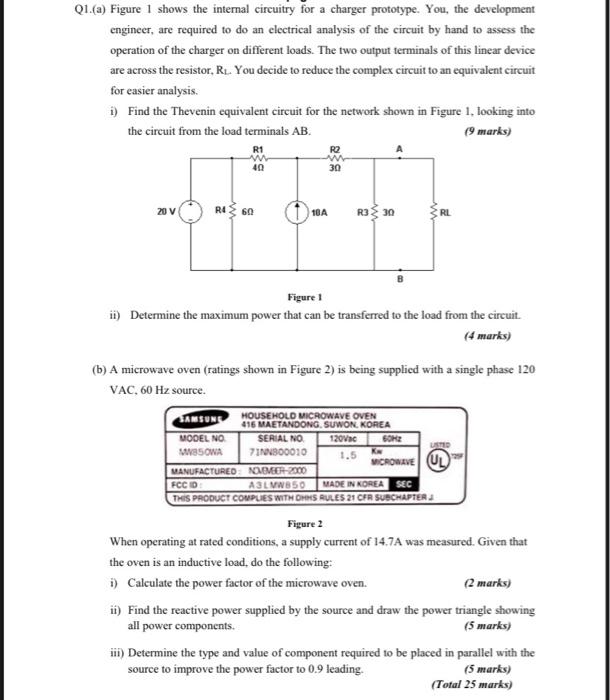 Q1 A Figure 1 Shows The Internal Circuitry For A Charger Prototype You The Development Engineer Are Required To Do 1