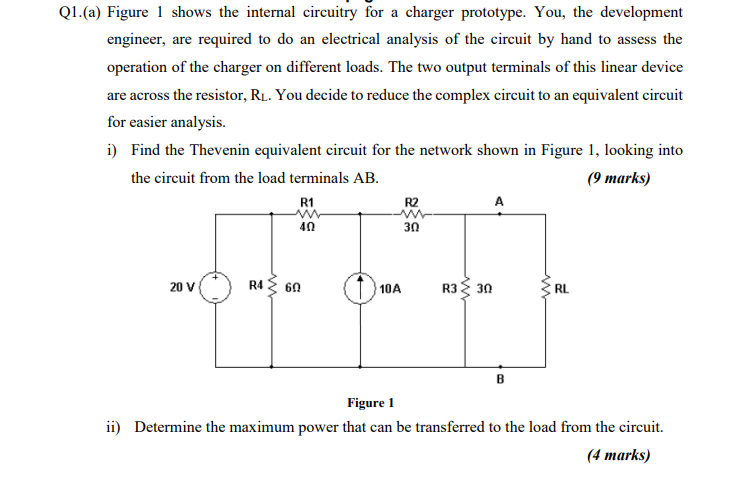 Q1 A Figure 1 Shows The Internal Circuitry For A Charger Prototype You The Development Engineer Are Required To Do 1