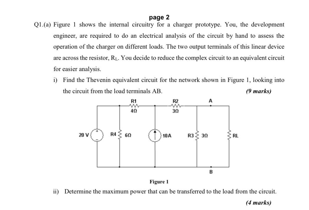 Page 2 Q1 A Figure 1 Shows The Internal Circuitry For A Charger Prototype You The Development Engineer Are Required 1