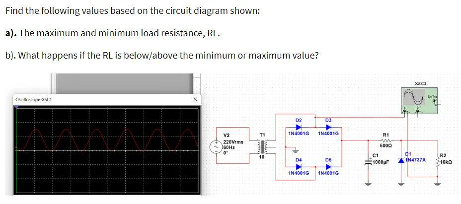 Find The Following Values Based On The Circuit Diagram Shown A The Maximum And Minimum Load Resistance Rl B What 1