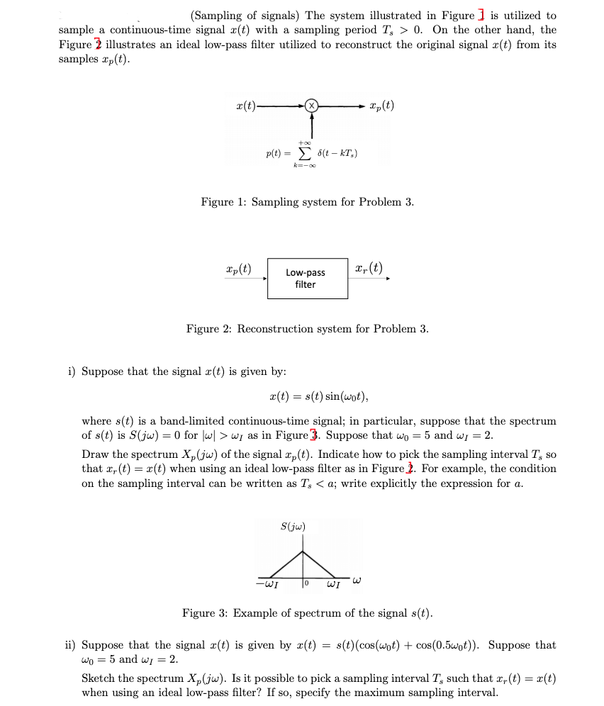 Sampling Of Signals The System Illustrated In Figure 1 Is Utilized To Sample A Continuous Time Signal R T With A Samp 1