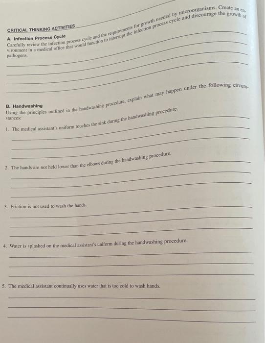 Need Help On A And B Thank You B Hand Washing 1