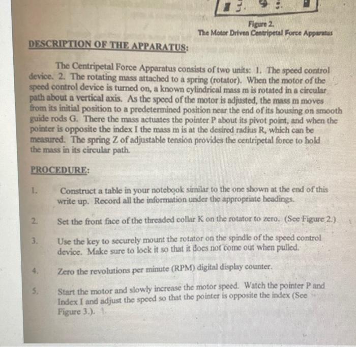 Figure 2 The Motor Driven Centripetal Force Apparatus Description Of The Apparatus The Centripetal Force Apparatus Con 1