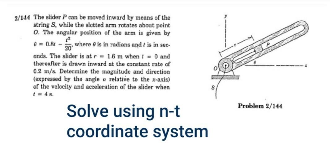 2 144 The Slider P Can Be Moved Inward By Means Of The String S While The Slotted Arm Rotates About Point O The Angula 1
