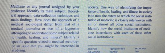 U In Order To Understand Better The Approach And Work Of Medical Sociologists Select A Recent Article From The Journal 3
