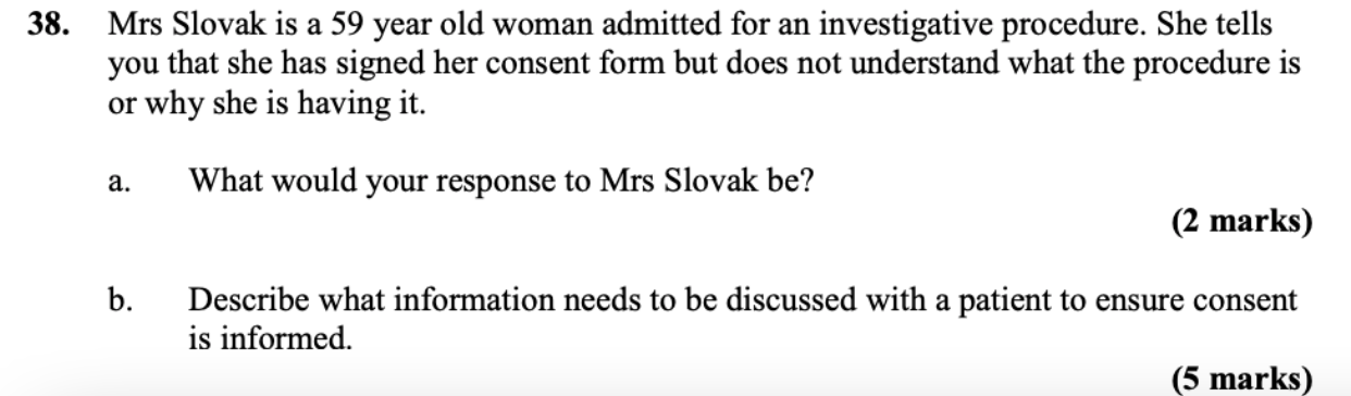 38 Mrs Slovak Is A 59 Year Old Woman Admitted For An Investigative Procedure She Tells You That She Has Signed Her Con 1