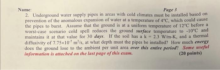 Page 3 Name 2 Underground Water Supply Pipes In Areas With Cold Climates Must Be Installed Based On Prevention Of The 1
