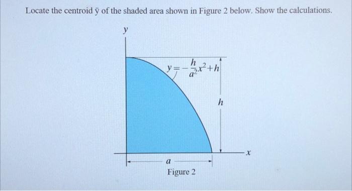 Locate The Centroid Y Of The Shaded Area Shown In Figure 2 Below Show The Calculations Y H Y X H H A Figure 2 X 1