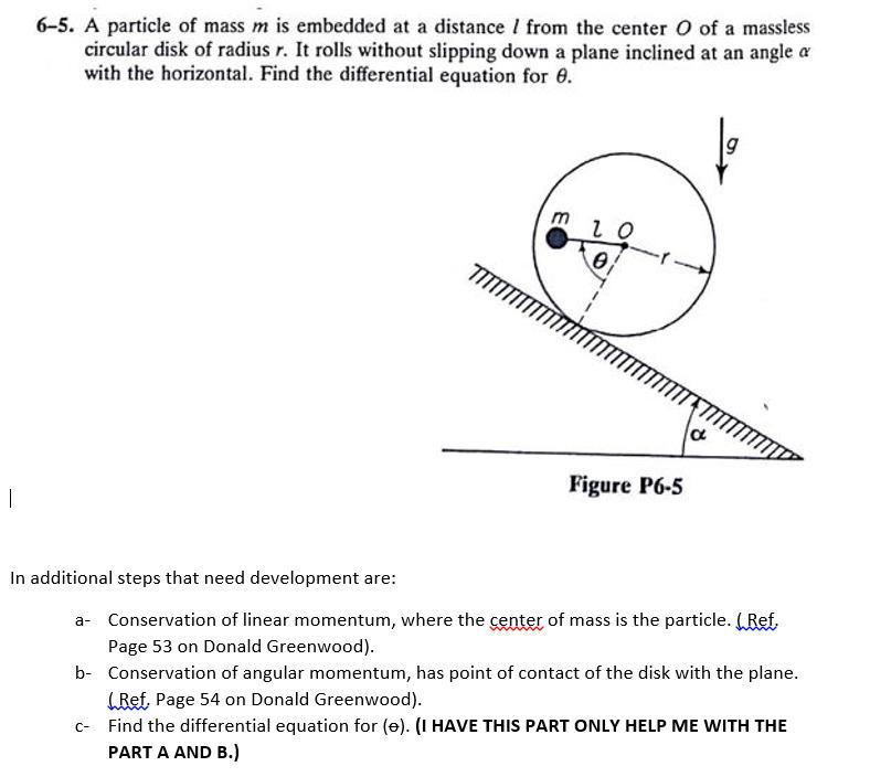 6 5 A Particle Of Mass M Is Embedded At A Distance From The Center O Of A Massless Circular Disk Of Radius R It Roll 1
