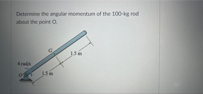 Determine The Angular Momentum Of The 100 Kg Rod About The Point O 1 5 M 4 Rad S 1 5 M 1