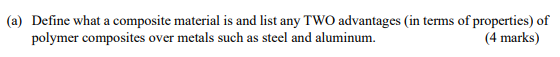 A Define What A Composite Material Is And List Any Two Advantages In Terms Of Properties Of Polymer Composites Over 1