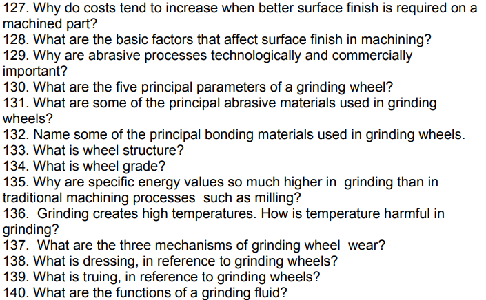 127 Why Do Costs Tend To Increase When Better Surface Finish Is Required On A Machined Part 128 What Are The Basic Fa 1