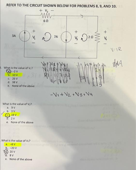 Seram Refer To The Circuit Shown Below For Problems 8 9 And 10 13 V Ww 610 6 0 3a 7a V Bant Nininka V V 1