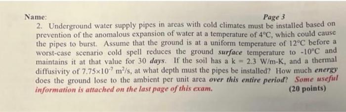 Name Page 3 2 Underground Water Supply Pipes In Areas With Cold Climates Must Be Installed Based On Prevention Of The 1