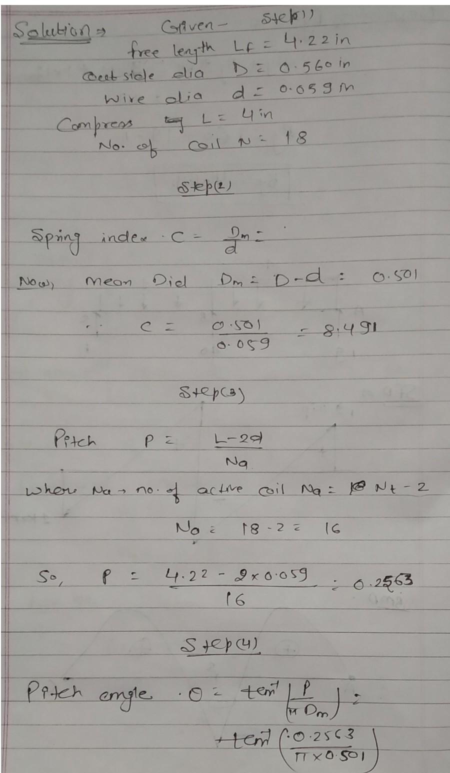 2 A Spring Has A Free Length Of 1 497 In An Outside Diameter Of 0 430 In And A Wire Diameter Of 0 040 In Both Ends 2