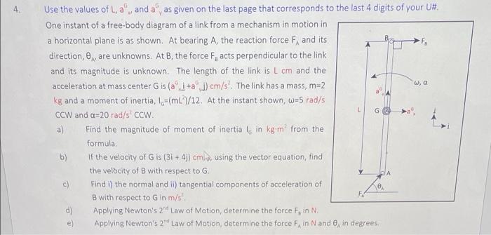 4 Use The Values Of L A And A As Given On The Last Page That Corresponds To The Last 4 Digits Of Your U One Insta 1