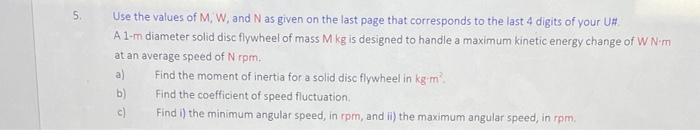 Sn Use The Values Of M W And N As Given On The Last Page That Corresponds To The Last 4 Digits Of Your U A 1 M Diamet 1