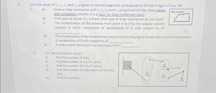6 Use The Values Of R R R And R As Given On The Last Page That Corresponds To The Last 4 Digits Of Your U Given A 1