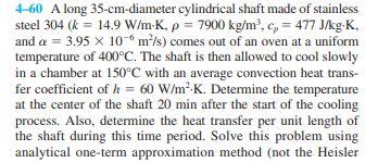 4 60 A Long 35 Cm Diameter Cylindrical Shaft Made Of Stainless Steel 304 K 14 9 W M K P 7900 Kg M C 477 J Kg 1