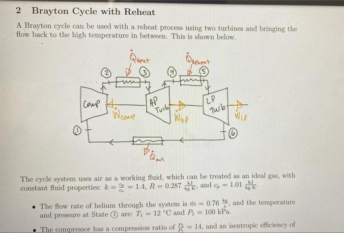 2 Brayton Cycle With Reheat A Brayton Cycle Can Be Used With A Reheat Process Using Two Turbines And Bringing The Flow B 1