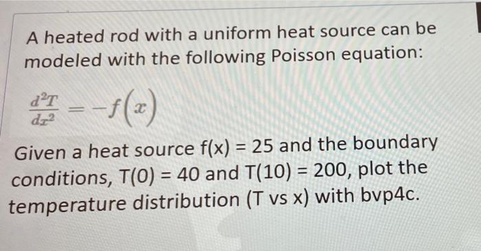 A Heated Rod With A Uniform Heat Source Can Be Modeled With The Following Poisson Equation Dr 1 2 Given A Heat Sourc 1