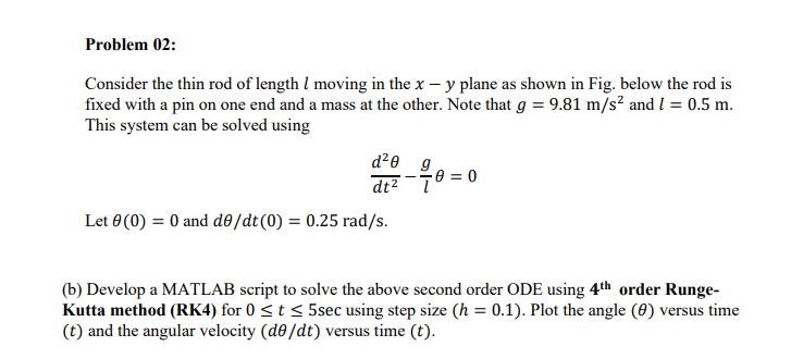 Problem 02 Consider The Thin Rod Of Length Moving In The X Y Plane As Shown In Fig Below The Rod Is Fixed With A P 1