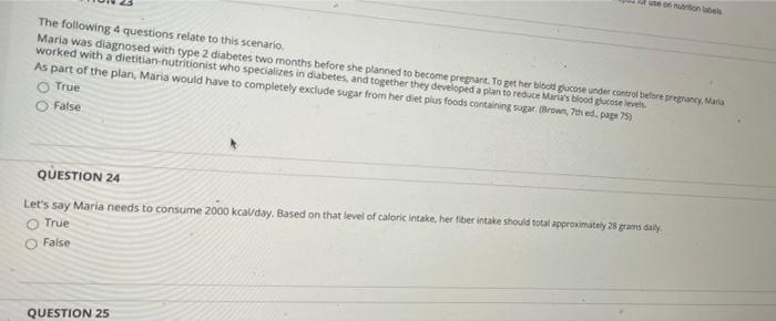 Non Labels The Following 4 Questions Relate To This Scenario Maria Was Diagnosed With Type 2 Diabetes Two Months Before 1