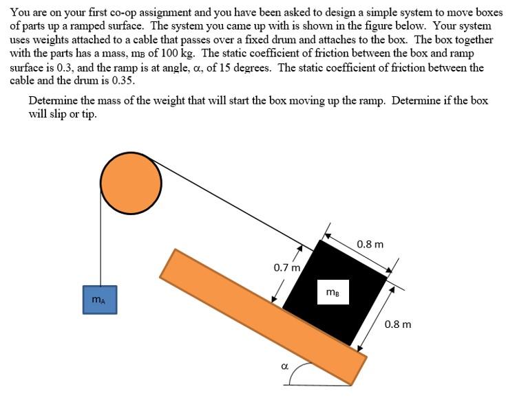 You Are On Your First Co Op Assignment And You Have Been Asked To Design A Simple System To Move Boxes Of Parts Up A Ram 1