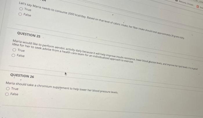 Non Labels The Following 4 Questions Relate To This Scenario Maria Was Diagnosed With Type 2 Diabetes Two Months Before 2